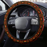 Powwow Store gb nat00046 08 brown native tribes pattern steering wheel cover