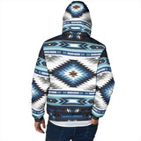 GB-NAT00528 Blue Colors Pattern Men's Padded Hooded Jacket
