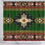 Green Tribe Pattern Native American Design Shower Curtain - ProudThunderbird
