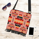 GB-NAT00046-16 Tan Tribe Pattern Native American Crossbody Boho Handbag