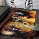 Native Women With Wolf Native American Area Rug no link - Powwow Store