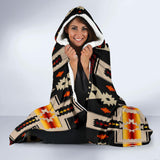 GB-NAT00062-01 Black Design Native Hooded Blanket