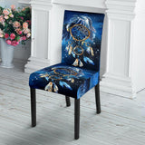 Blue Galaxy Dreamcatcher Native American Dining Chair Slip Cover - ProudThunderbird