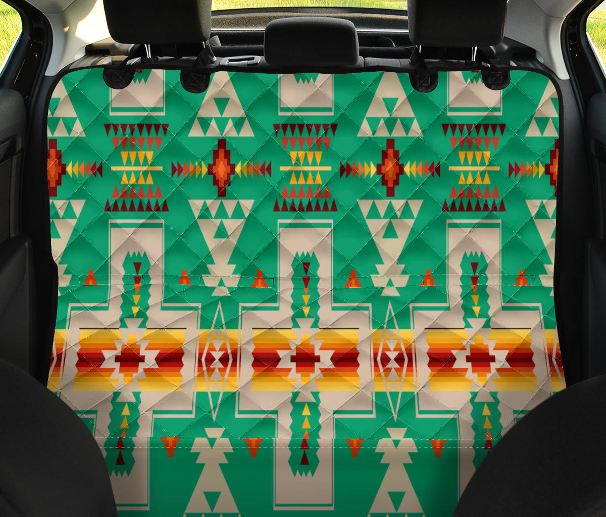 GB-NAT00062-06 Green Tribe Design Native American Pet Seat Cover - Powwow Store
