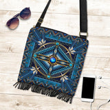 Powwow Store mandala blue native american crossbody boho handbag