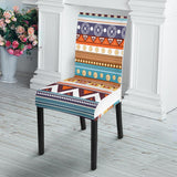 White Geometric Pattern Native American Dining Chair Slip Cover
