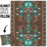 Powwow Storegb nat00538 blue pattern brown pillow blanket