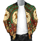 Green Horse Native American Bomber Jacket - Powwow Store