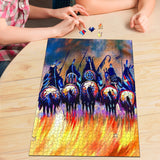 Powwow Store gb nat00013 5 warriors premium wood jigsaw puzzle vertical