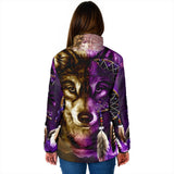 GB-NAT0005  Dreamcatcher Purple Wolf  Women's Padded Jacket