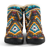 GB-NAT00406 Yellow Aztec Geometric Cozy Winter Boots