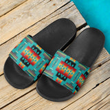 Blue Native Tribes Pattern Native American Slide Sandals no link