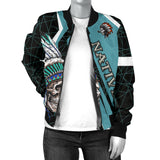 GB-NAT00651 Skull Headdress Native Women's Bomber Jacket