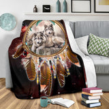 Powwow Store gb nat00391 wolves red galaxy blanket