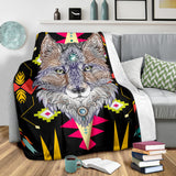 Powwow Store gb nat00345 wolf full color pattern blanket