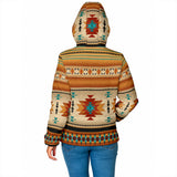 GB-NAT00559 Yellow Native Pattern Women's Padded Hooded Jacket