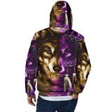 Powwow Storegb nat0005 dreamcatcher purple wolf mens padded hooded jacket