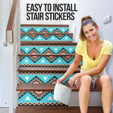 Powwow Store gb nat00319 tribal line shapes ethnic pattern stair sticker set of 7