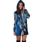Blue Galaxy Dreamcatcher Native American Hoodie Dress