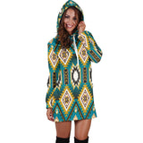 Turquoise Blue Color Native Ameican Hoodie Dress