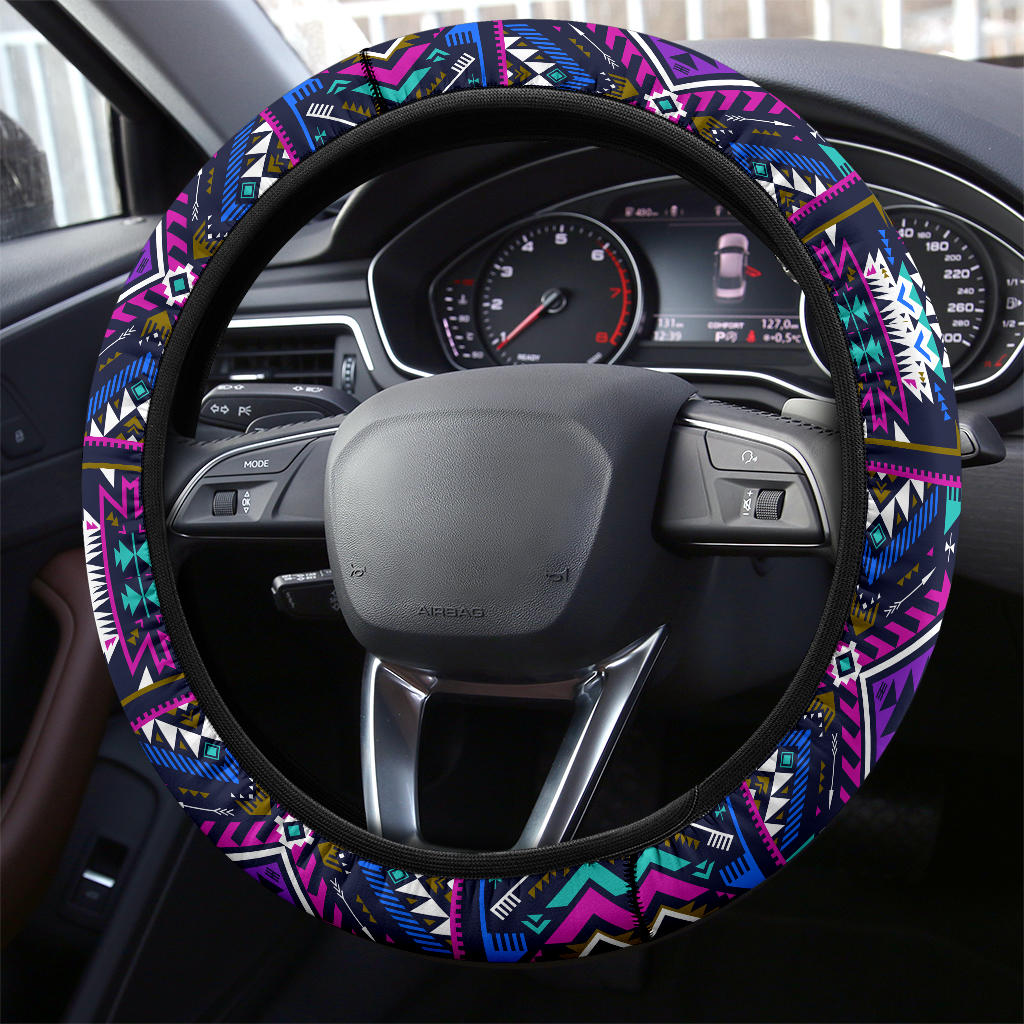 GB-NAT00380 Purple Tribe Pattern Steering Wheel Cover