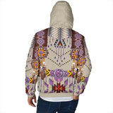 GB-NAT00069-03 Purple Pattern Breastplate Men's Padded Hooded Jacket