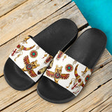 Bison Owl Feather Native American Slide Sandals - ProudThunderbird