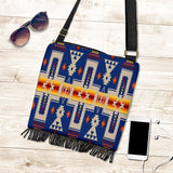 GB-NAT00062-04 Navy Tribe Design Native American Crossbody Boho Handbag