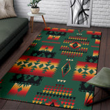 Green Native Tribes Pattern Native American Area Rug