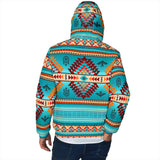 Powwow Storepatten blue native mens padded hooded jacket 1