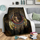 Powwow Store gb nat00020 02 wolf warrior dreamcatcher native american blanket