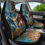 Powwow Store yellow blue wolves car seat covers