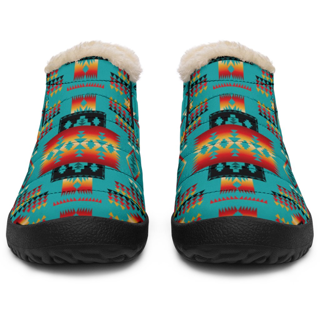 Blue Native Tribes Pattern Native American Winter Sneakers - Powwow Store