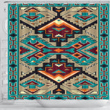Blue Tribe Pattern Native American Design Shower Curtain - ProudThunderbird