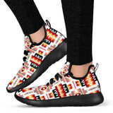 GB-NAT00075 White Tribes Pattern Native American Mesh Knit Sneakers