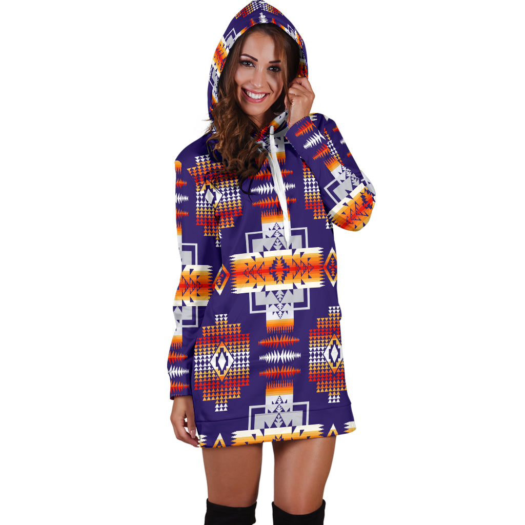 Powwow Store gb nat0004 purple pattern native american hoodie dress