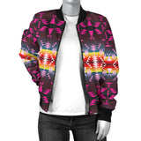 GB-NAT00653 Pattern Purple Native Women's Bomber Jacket