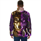 Powwow Storegb nat0005 dreamcatcher purple wolf mens padded jacket