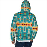 GB-NAT00062-05 Turquoise Tribe Men's Padded Hooded Jacket