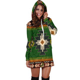 Indigenous Design Green Native American Hoodie Dress