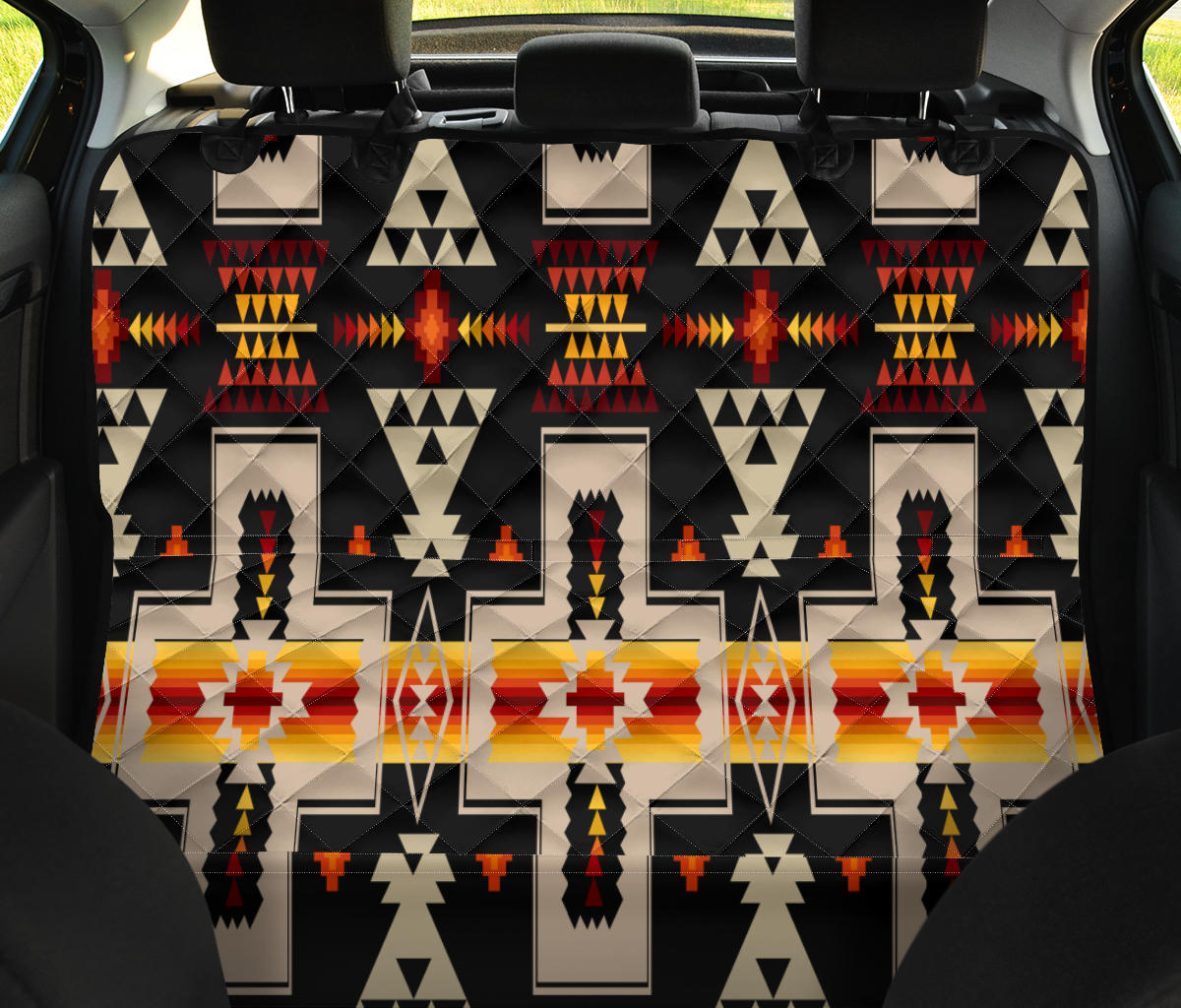 GB-NAT00062-01 Black Tribe Design Native American Pet Seat Cover - Powwow Store