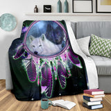 Powwow Store gb nat00392 wolves purple galaxy blanket