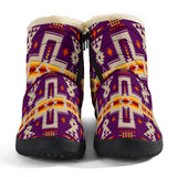 GB-NAT00062-09 Dark Purple Tribe Design Native American Cozy Winter Boots