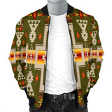 GB-NAT00062-12 Dark Green Tribe Design Native Men's Bomber Jacket