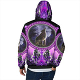 GB-NAT00564 Howling Wolf Dream Catcher Men's Padded Hooded Jacket