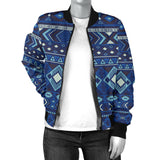 GB-NAT00407 Navy Pattern Native Women's Bomber Jacket