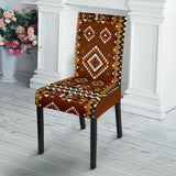 GB-NAT00415-02 Ethnic Geometric Brown Pattern Dining Chair Slip Cover