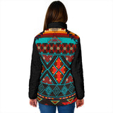 Powwow Storegb nat00112 dark brown red pattern womens padded jacket