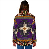 GB-NAT0001-04 Southwest Purple Symbol Native  Women's Padded Jacket