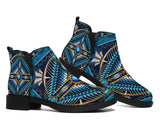 Naumaddic Arts Blue Native American Design Fashion Boots